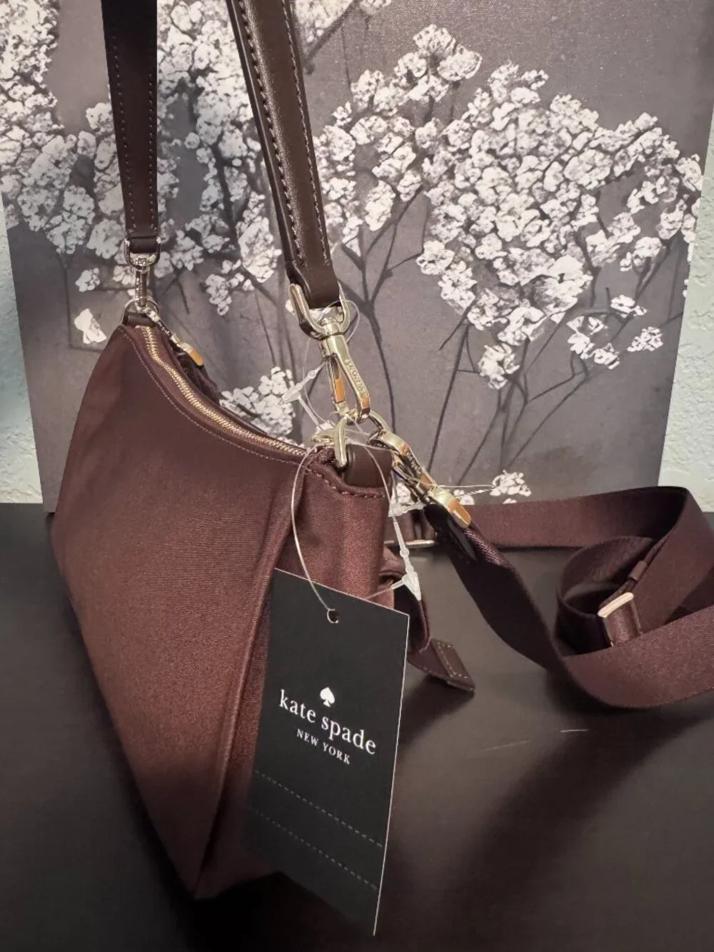NWT Kate Spade Carter Cargo Nylon Messenger Crossbody Many Pockets in Hot Fudge